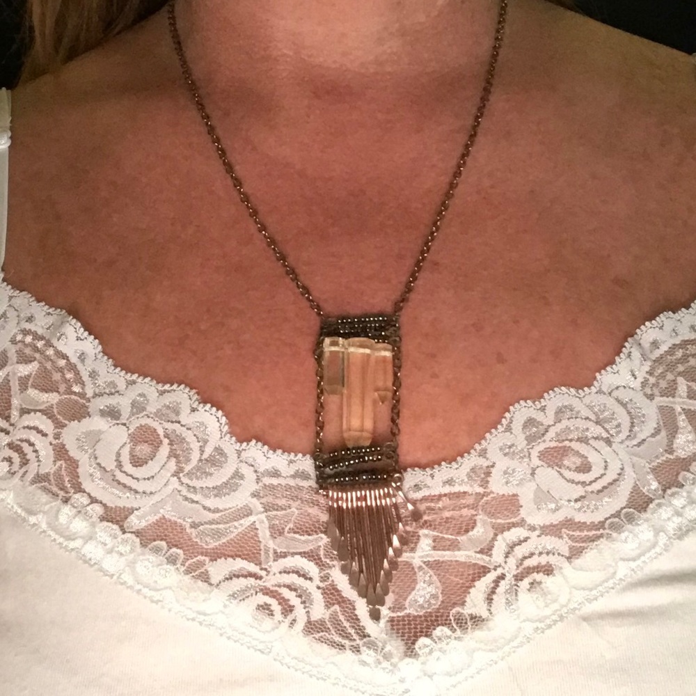 20” bronze and copper color crystal necklace